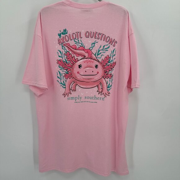 Simply Southern Short Sleeve T-Shirt sz XL Light Pink Axolotl Tee NWT - Picture 1 of 6